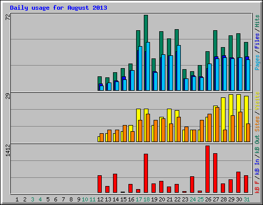 Daily usage for August 2013