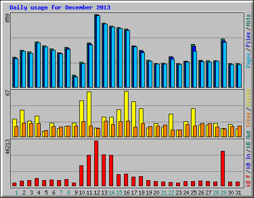 Daily usage for December 2013
