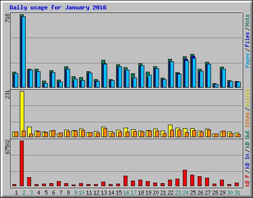 Daily usage for January 2016