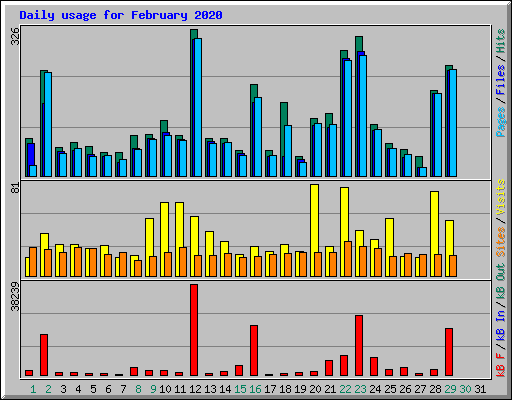 Daily usage for February 2020