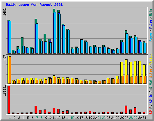 Daily usage for August 2021