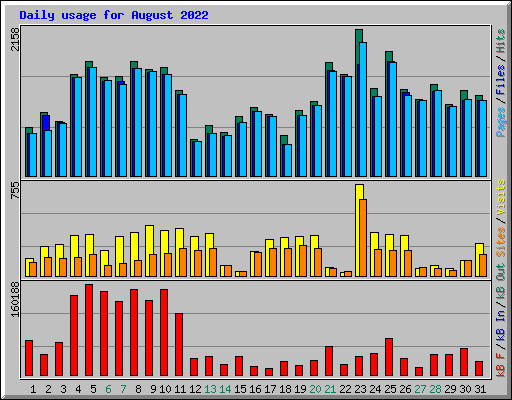 Daily usage for August 2022