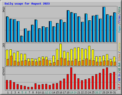 Daily usage for August 2023