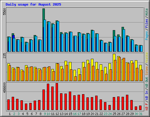 Daily usage for August 2025