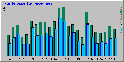 Hourly usage for August 2016