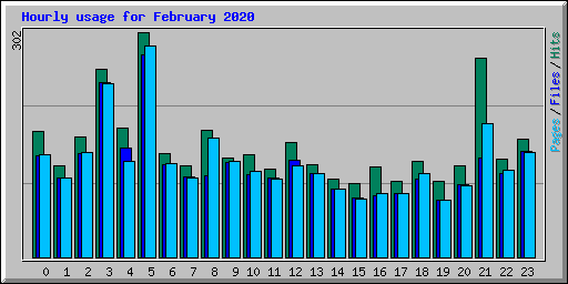 Hourly usage for February 2020