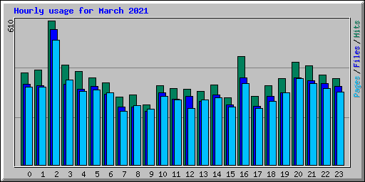 Hourly usage for March 2021