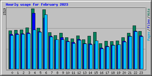 Hourly usage for February 2023